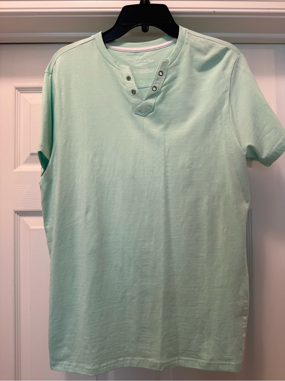 Kenneth Cole Mint Green Henley Notch Tee